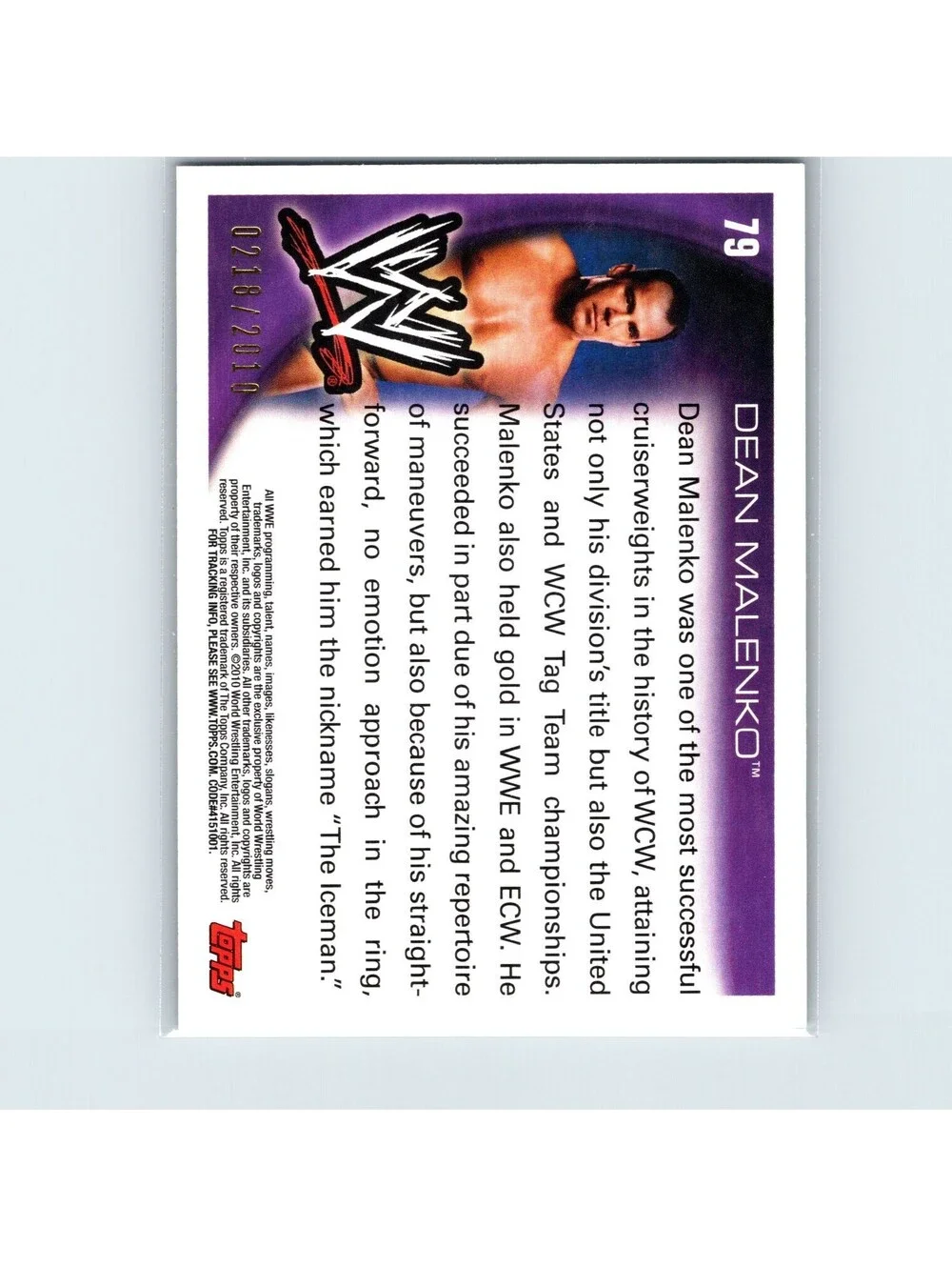 2010 Topps WWE Dean Malenko #79 Blue #/2010